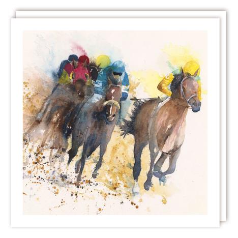 Watercolour Racing Horses Greetings Card £1.85